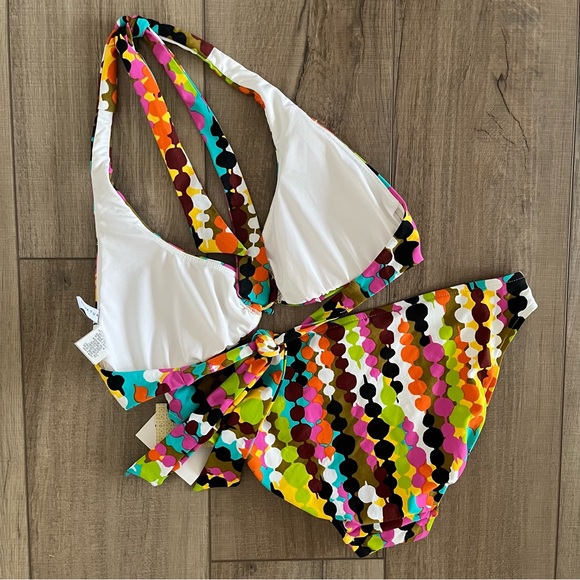 Trina Turk Colorful Geometric Gold Ring Bikini Set Size 8 NWT Resort Swim Beach - Picture 3 of 13
